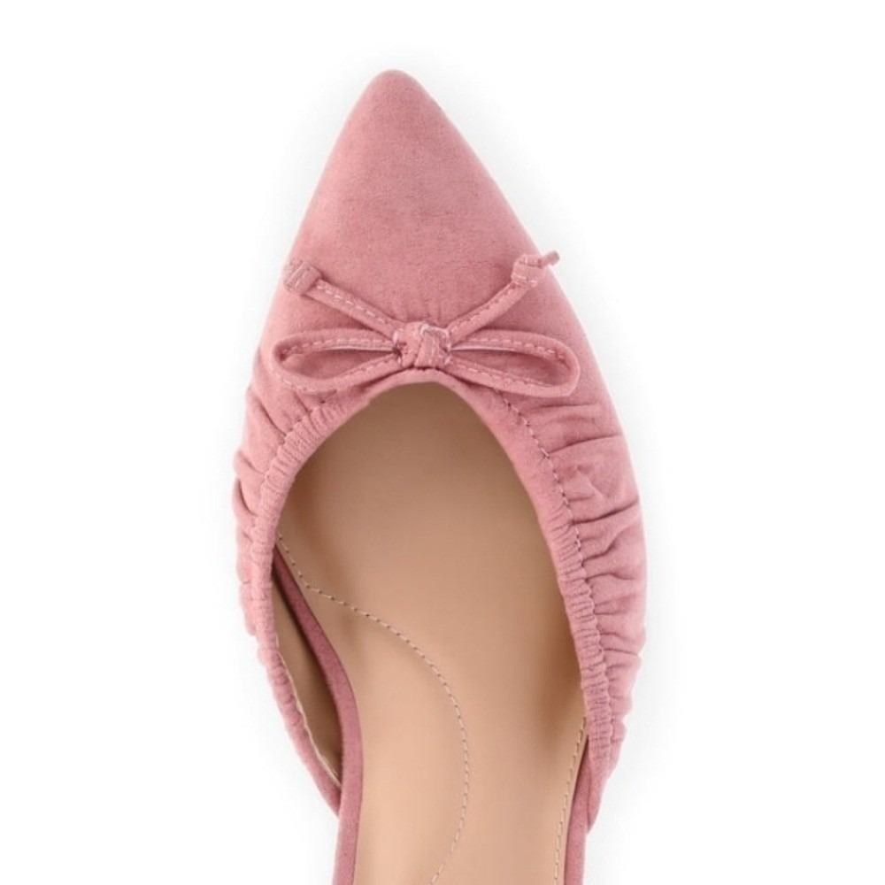 Faux Suede Kitten Heel Mules Pink Size 10 New NWT Pointed Toe Bow - Picture 5 of 8